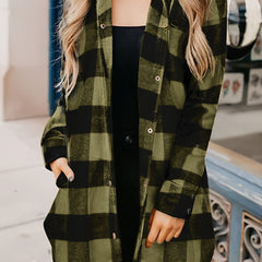 Plaid Shirt Jacket Long Sleeve Casual Plaid Shacket For Spring & Fall Women's