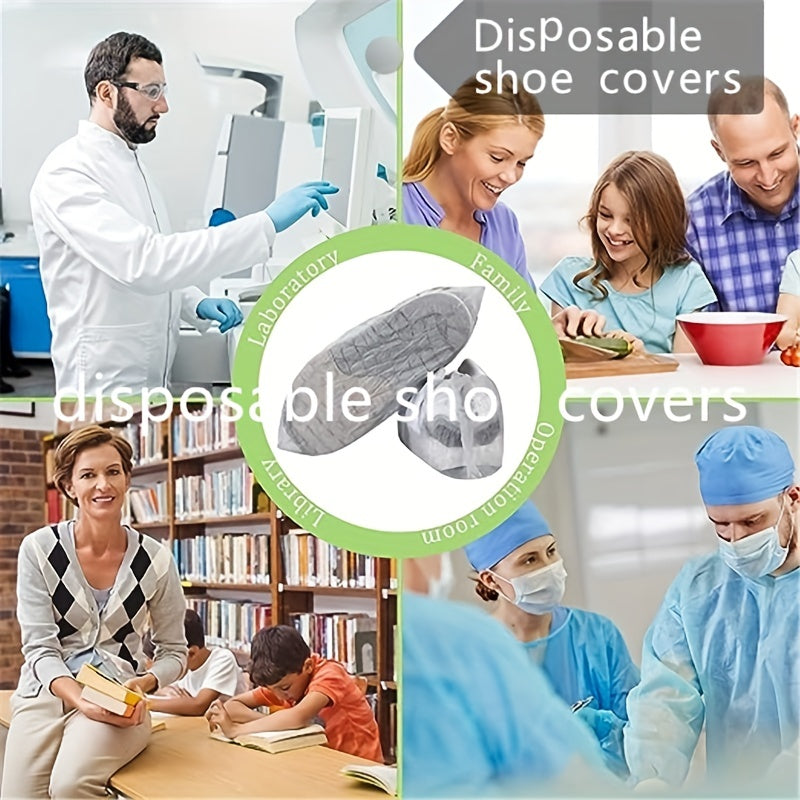 100pcs Disposable Non-woven Shoe Covers Slip Resistant Durable for Movers