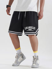 LA Striped Athletic Basketball Drawstring Shorts