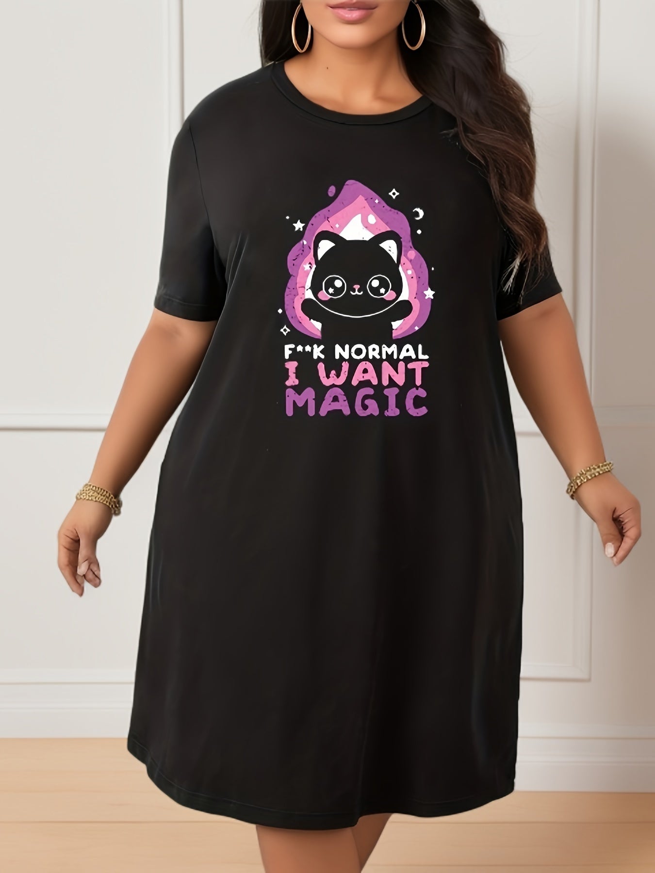 Squirrel & Letter Print Short Sleeve Nightdress