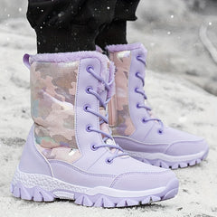 Girls' Fleece-Lined Snow Boots Cozy Warm Ankle Shoes