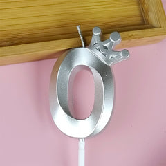 1pc Crown Birthday Cake Number Candles Silvery Champagne Golden Crown