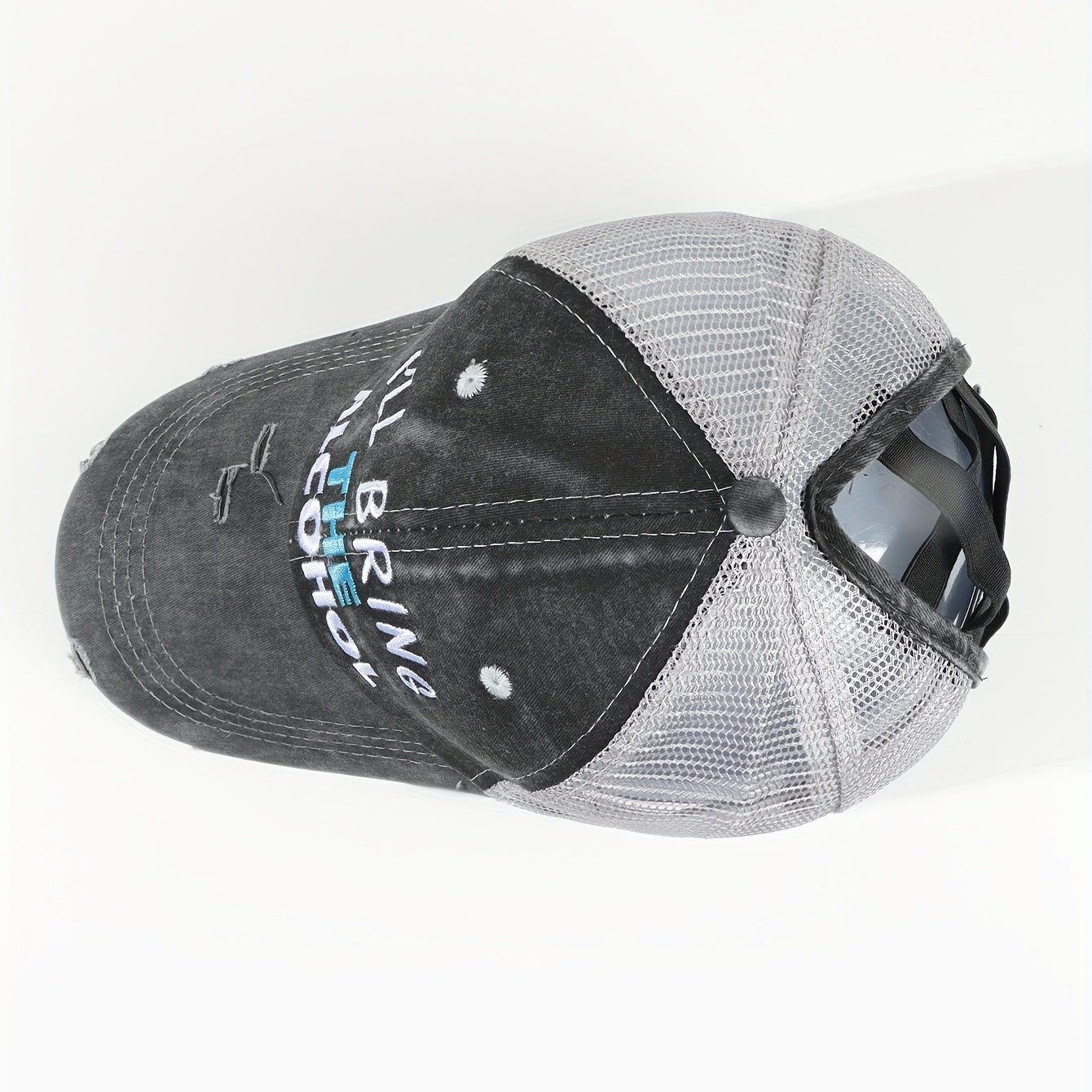 Alcohol Trucker Hat Distressed Baseball Cap for Women