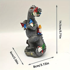 Dinosaur Eating Gnome Statue for Garden Decor
