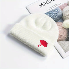 Cloud Embroidery Knitted Beanie Solid Warm Knit Hat Unisex Couple