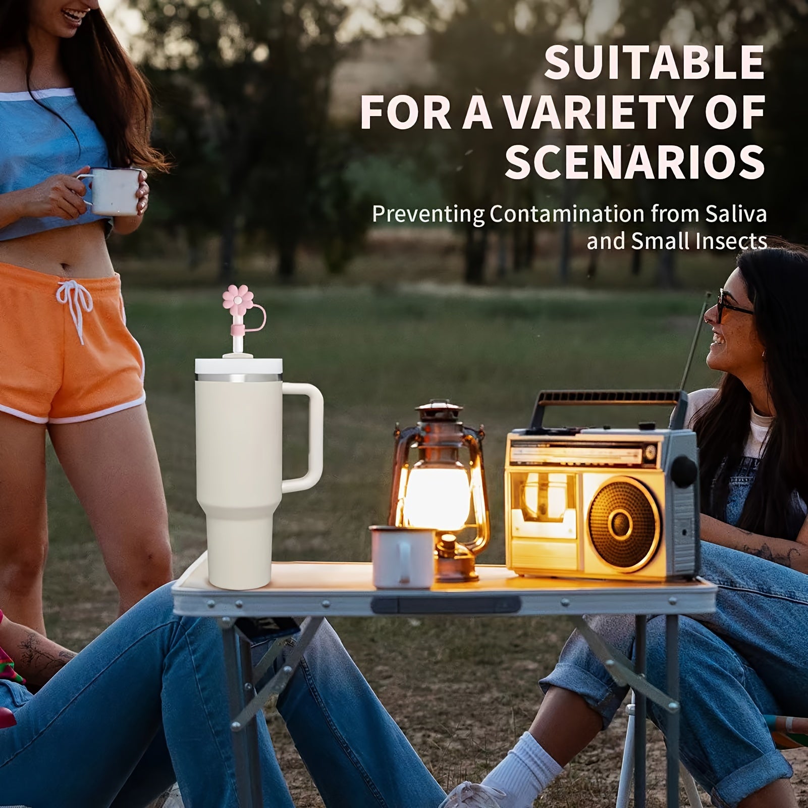 6pcs Flowers Shaped Straw Tip Covers Silicone Soft Straw Plugs For 10mm Straws