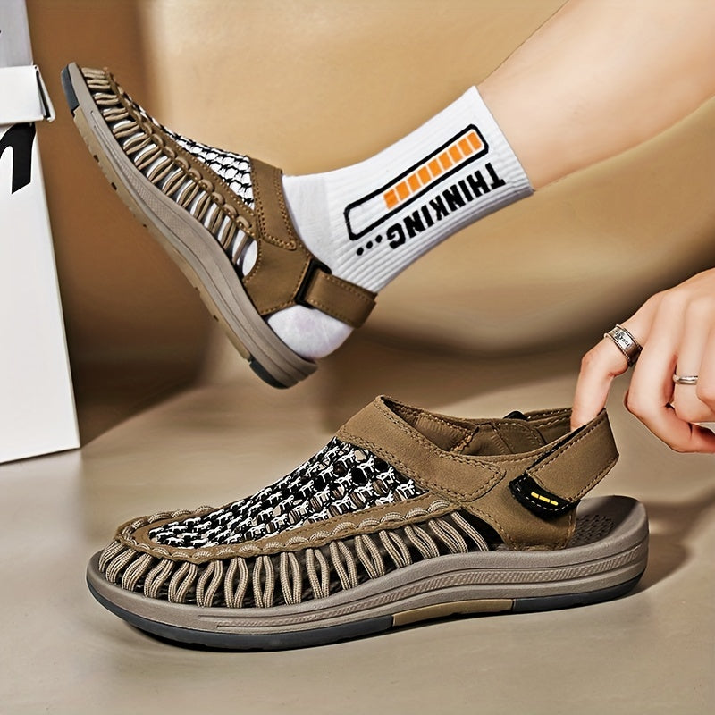 Men's Hollow Out Slip On Lightweight Sandals Hook And Loop Fastener