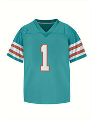Boys Breathable Rugby Jersey V Neck Short Sleeves Football Shirt