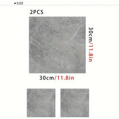 2pcs Pack Gray Marble Floor Stickers Non-slip Waterproof Wear-resistant