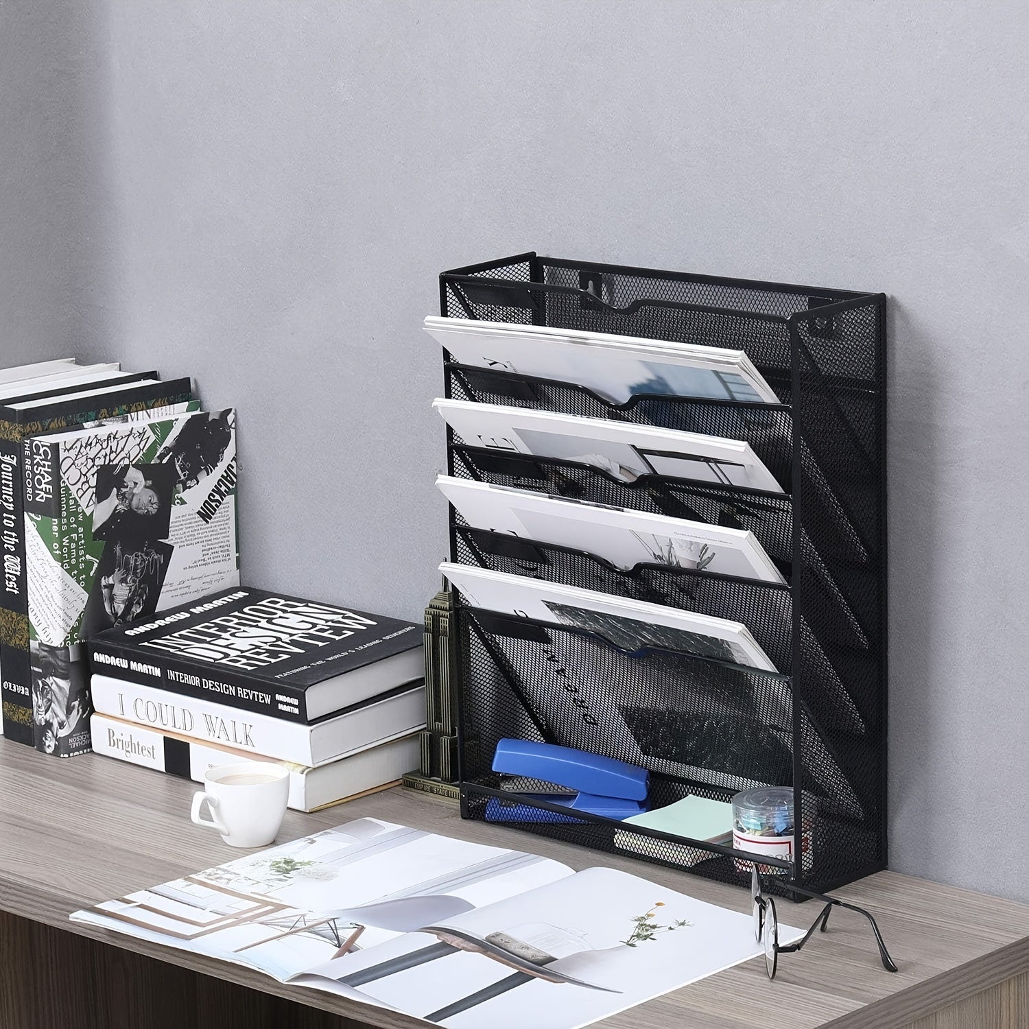5-Layer Wall-Mounted File Rack Mail Rack Organizer