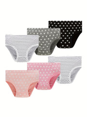 6pcs Girls Triangle Panties Cartoon Fruits Animals Print Elastic Waist Underwear