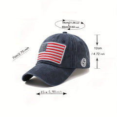 Vintage Flag Embroidered Cotton Baseball Cap