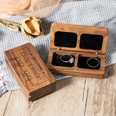 Engraved Walnut Engagement Ring Box Vintage Wedding Ring Box