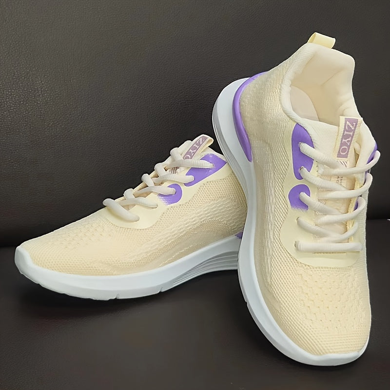 Women's Breathable Knit Sneakers Lace Up Outdoor Shoes Lightweight