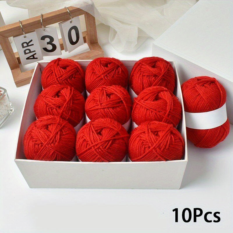 10pcs Four Strand Hand Knitted Doll Crocheted Polyester Wool Ball Yarn