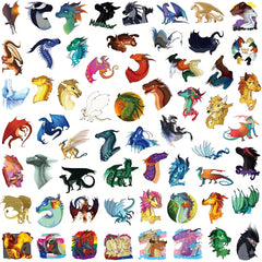 60pcs Fire Wing Dragon Anime Phone Case Stickers Waterproof DIY Decoration