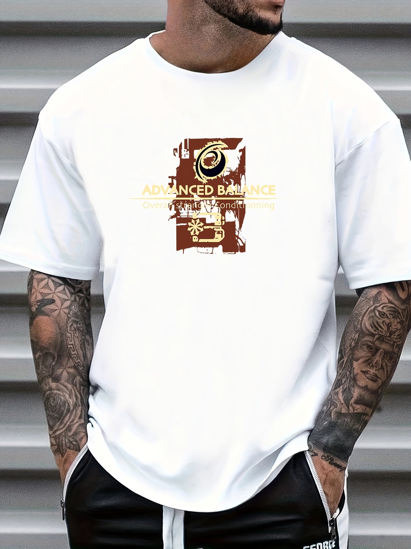 Retro Number Print Men's Crew Neck T-shirt