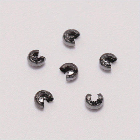 100Pcs 3mm 4mm Round Crimp End Beads Jewelry Making Findings