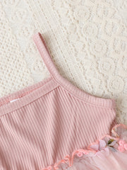Baby Girls Floral Embroidery Mesh Cami Dress Summer Clothes