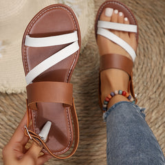 Women's Casual Flat Sandals Ankle Strap Buckle Outdoor Beach Sandals