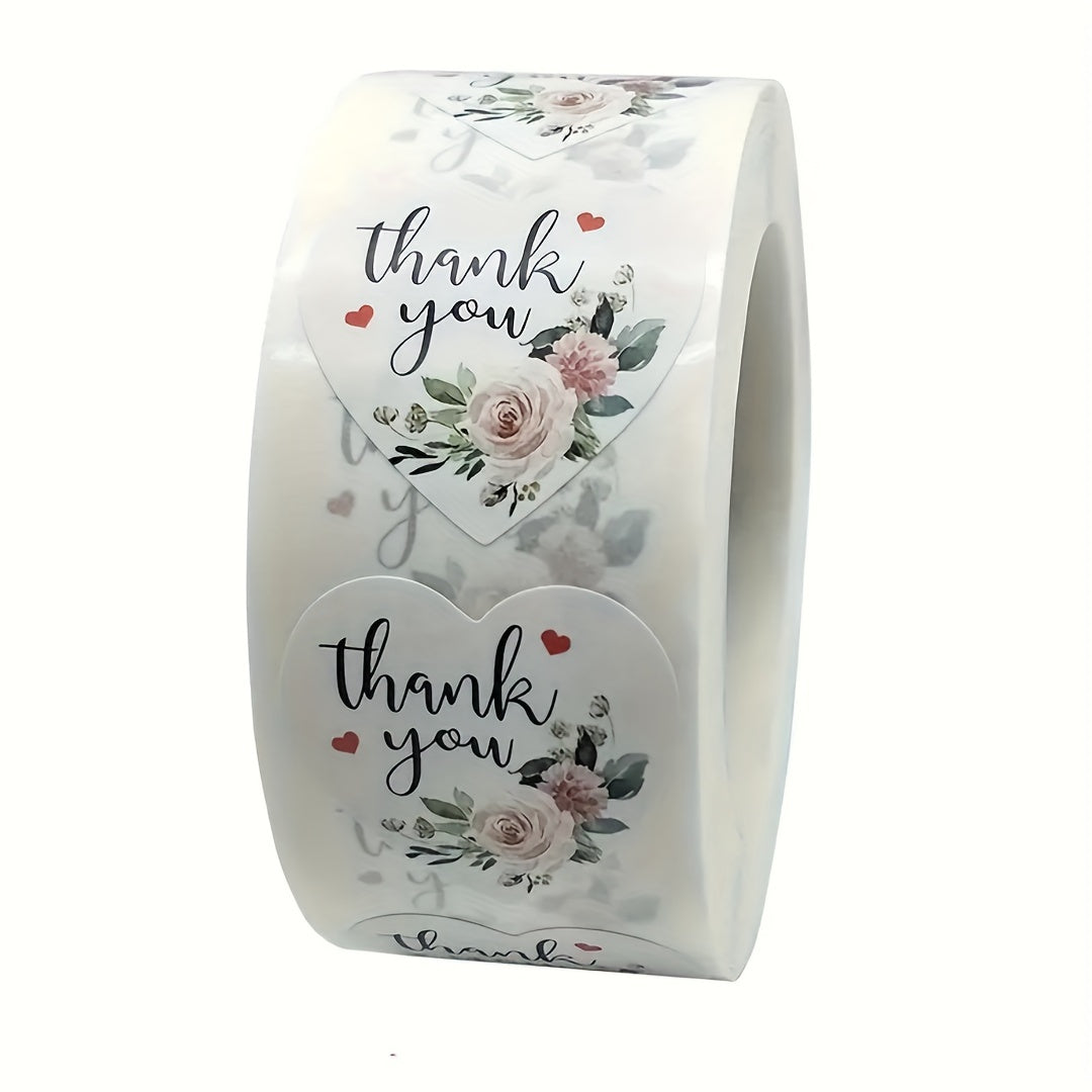 500pcs Heart Flower Stamp Thank You Sticker Paper Wedding Party Stationery