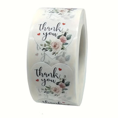 500pcs Heart Flower Stamp Thank You Sticker Paper Wedding Party Stationery
