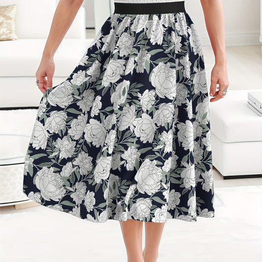 Casual Skirt Women's Floral Print High Rise Maxi Skirt