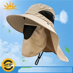 UV Protection Wide Brim Bucket Hat Face Cover Outdoor Sunscreen Hat