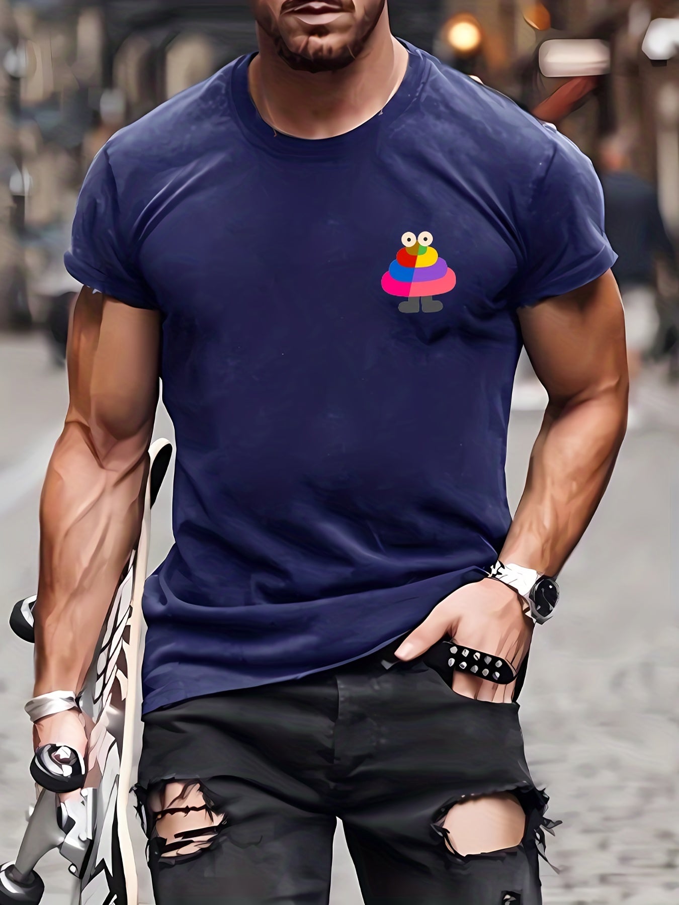 Men's Poop Pattern T shirt Breathable Tee for Outdoor