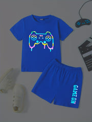 Boys Reflective Game Console Outfit Short Sleeves T shirt & Shorts