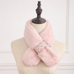 Rabbit Fur Neck Scarf Solid Wrap Scarf Neck Warmer For Winter