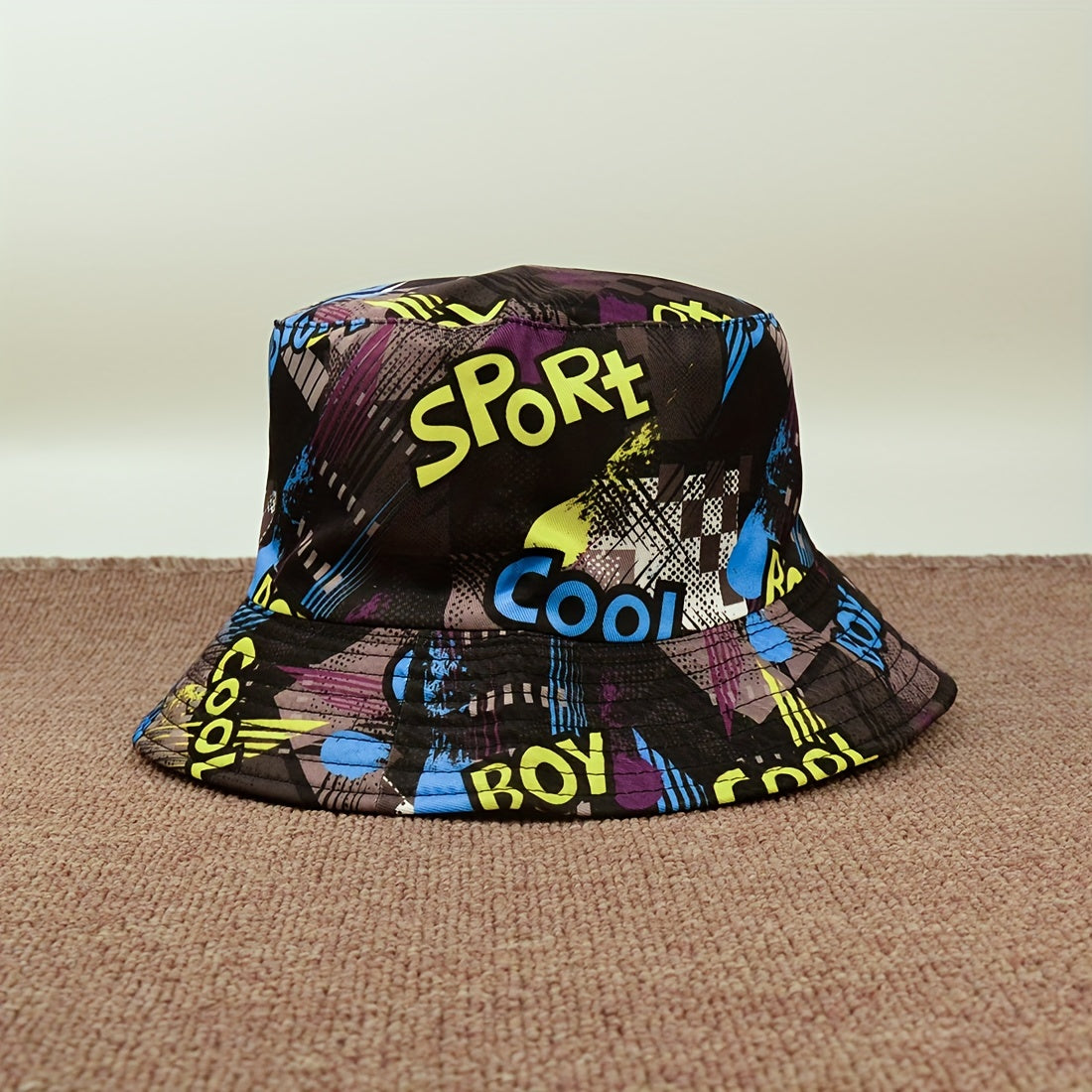 Foldable Sunshade Bucket Hat with Sports Print for Men Women