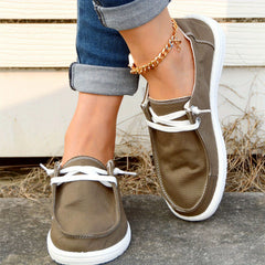 Coffee Boat Shoes Platform Lace Up Casual Walking Shoes Women