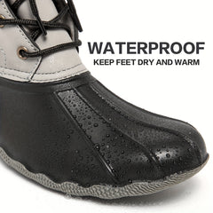 Waterproof PVC Duck Boots Lace Up Flat Non Slip Rain Snow Boots