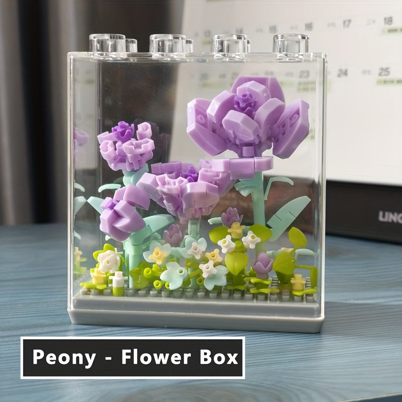 Eternal Flower Building Blocks Model with Dust Cover - Girl's Birthday Gift
