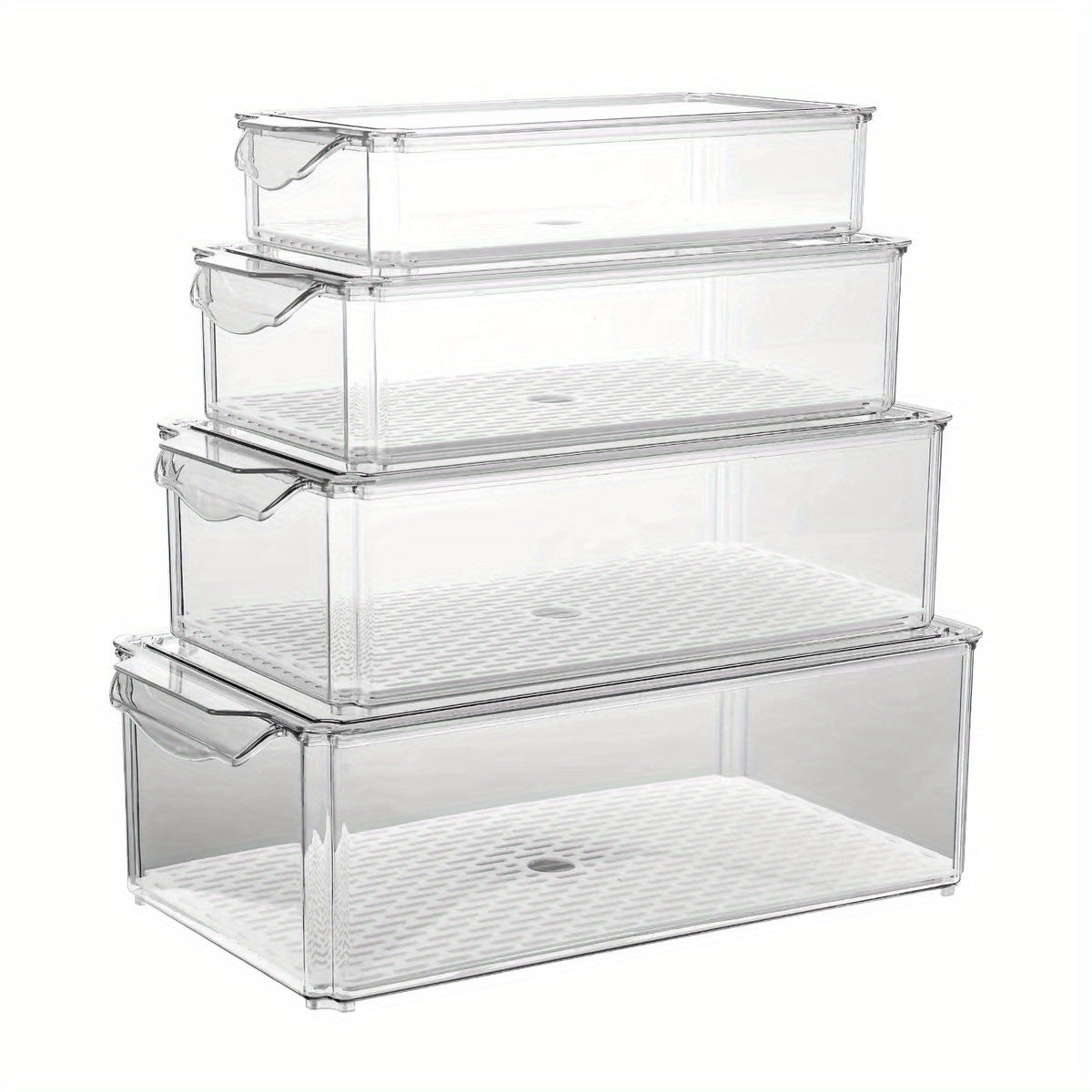 10pcs PET Refrigerator Storage Box Pantry Organization With Lids