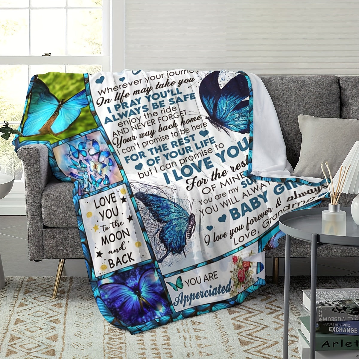 Butterfly Pattern Blanket: Portable Winter Warm Blanket for Home & Outdoor Use