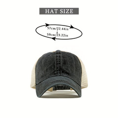 Distressed Ponytail Baseball Cap Mesh Breathable Dad Hat Vintage Trucker Hats