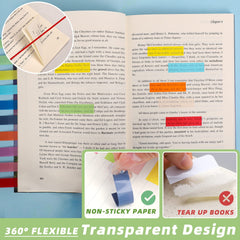 2400pcs Sticky Tabs Book Markers Translucent Book Flags Strip