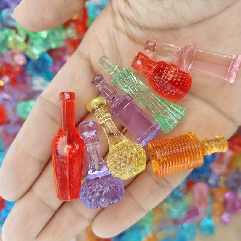 60pcs Mini Glass Bottles Mixed Colors for Dollhouse DIY Jewelry Making