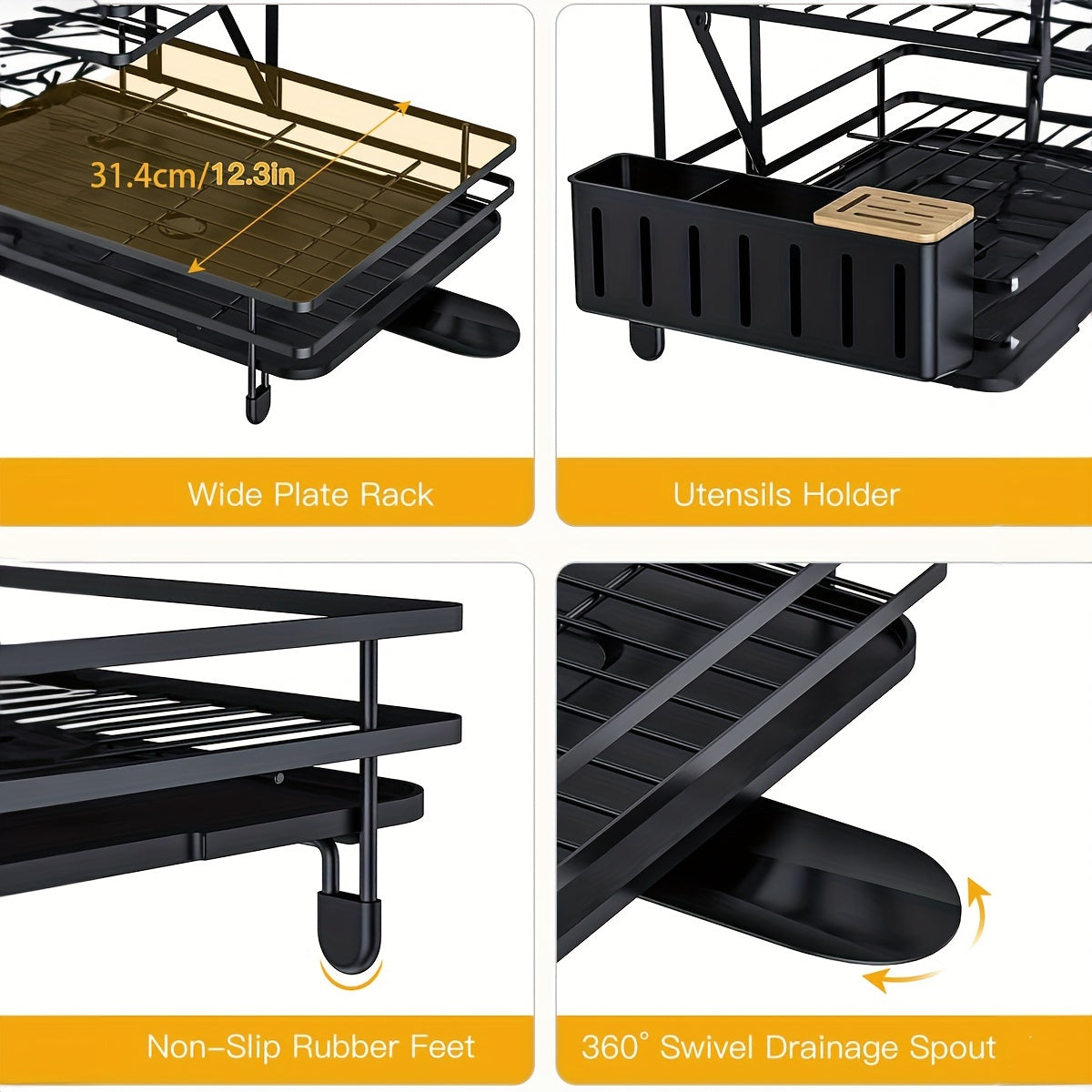 Foldable Dish Rack Double Layer Drain Basket Space-saving Kitchen Accessory