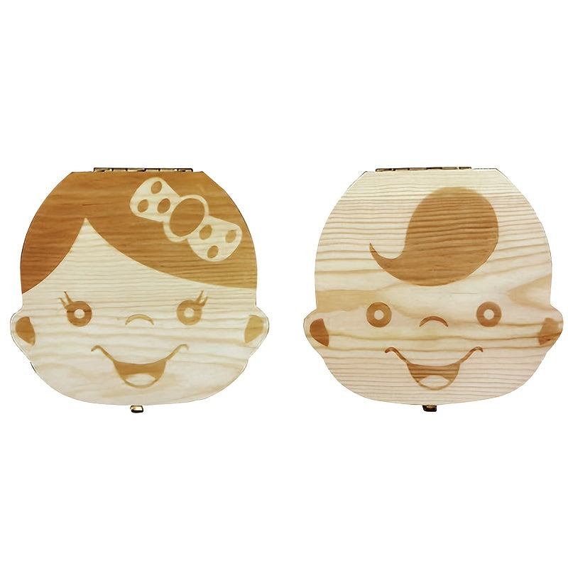 Wooden Baby Tooth Storage Box Teeth Organizer Gift Keepsakes