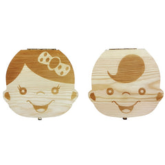 Wooden Baby Tooth Storage Box Teeth Organizer Gift Keepsakes