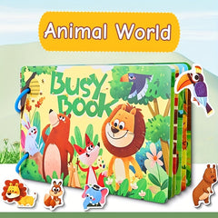 Reusable Cartoon Sticker Busy Book Animal Word Letter Recognition Toy