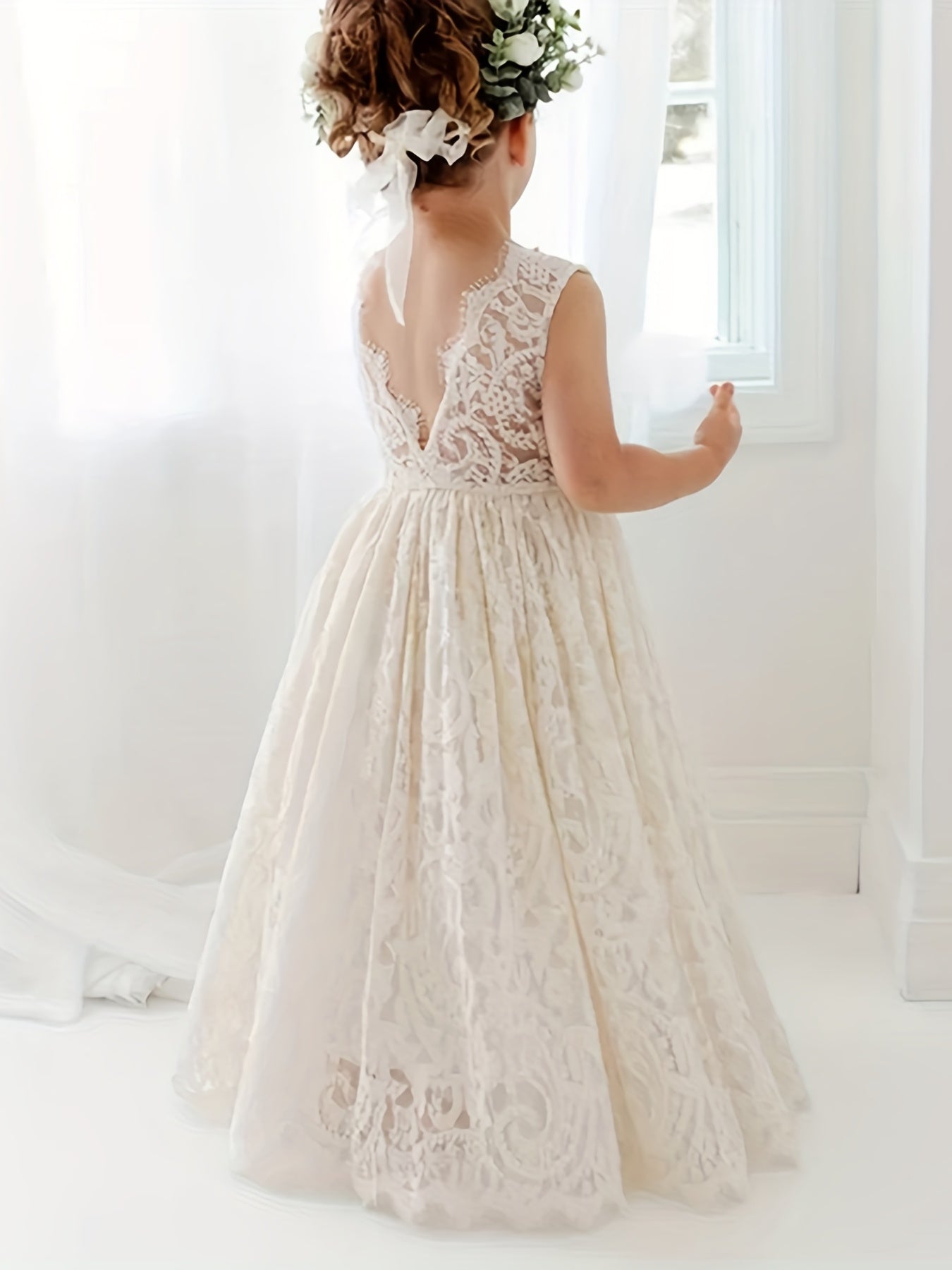 Kid Girls Grace Lace V Back Princess Dress