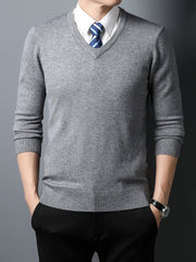 Men's Warm Winter V Neck Slim Knitted Pullover Sweater