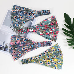 Peacock Feather Pattern Boho Stretch Headbands