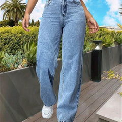 Floral Print High Waist Straight Jeans