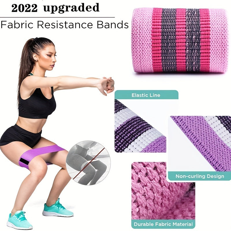 3pcs Resistance Bands Set for Legs and Butt Fabric Exercise Tension Loop Bands