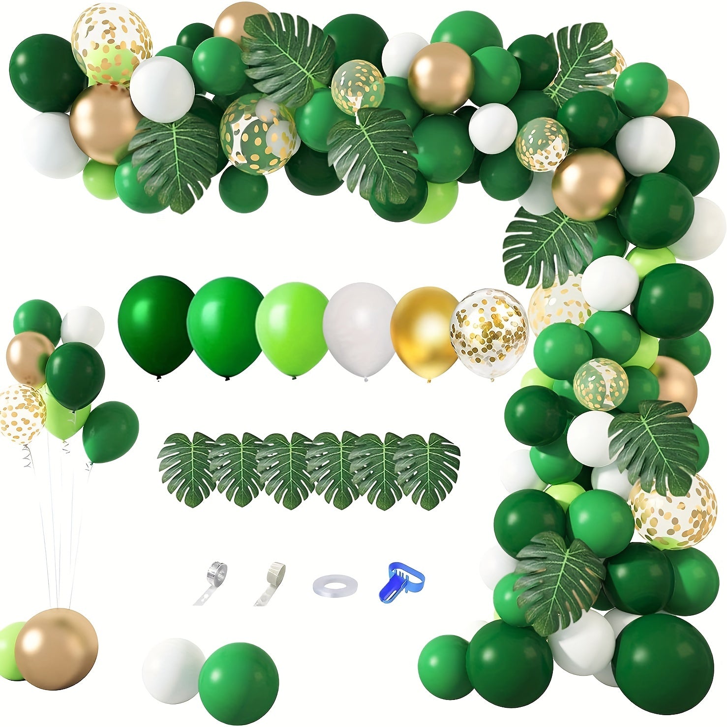 140pcs Jungle Party Balloons Kit Green Dinosaur Party Decorations